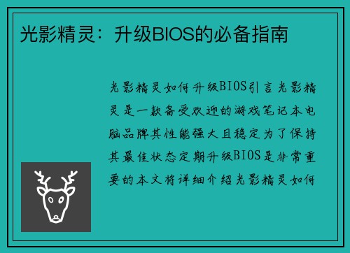 光影精灵：升级BIOS的必备指南